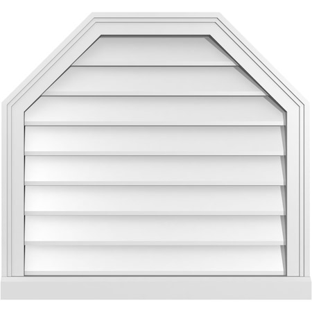 Ekena Millwork Octagonal Top Surface Mount PVC Gable Vent w/ 2"W x 2"P Brickmould Sill Frame, 28"W x 26"H GVPOT28X2603SN